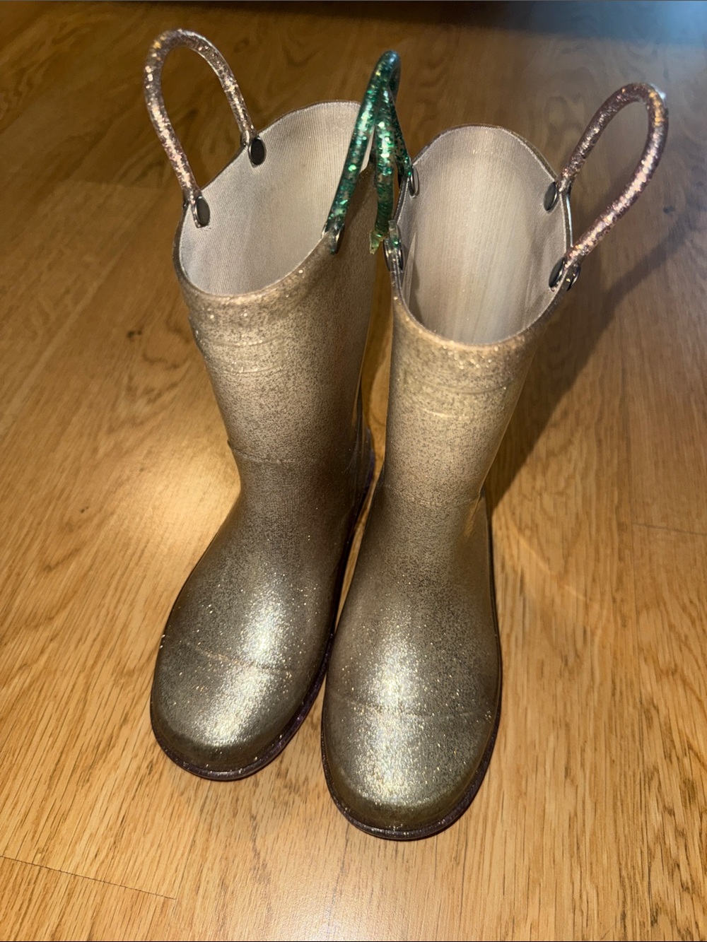 Kids Glitter Pull-On Rain Boots